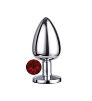 Luxury Silver Kırmızı Taşlı Büyük Metal  Plug