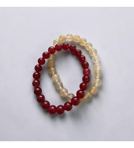 ART LİFE DOĞALTAŞ Natural Stones  KIRMIZI  KUVARS VE SİTRİN TAŞI BİLEKLIK (Sarı-Kırmızı-Turuncu)