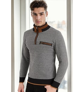 1039 DEWBERRY ERKEK SWEATSHIRT-AÇIK DESENLİ SİYAH
