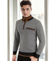 1039 DEWBERRY ERKEK SWEATSHIRT-AÇIK DESENLİ SİYAH