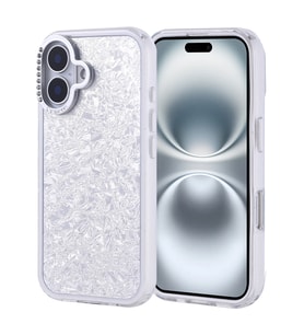 iPhone 16 Kılıf Taşlı Işıltılı Tasarım Kamera Çıkıntılı Kapi Kapak (Gümüş)