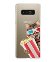 PrintiFy Samsung Galaxy Note 8 ile Uyumlu 1mm Slim Fit Kedi 1 050b Baskılı Şeffaf  Kılıf
