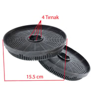 Kumtel Uyumlu Aspiratör Karbon Filtresi 15,5cm / 155mm - 4 Tırnaklı