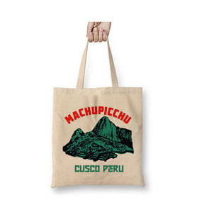 Machu Picchu Peru Beyaz Bez Çanta Uzun Saplı Alışveriş Çantası Plaj Çantası