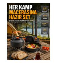 Mey İthalat® Kamp Mutfak Seti Alüminyum Çaydanlık Tencere Tava Hafif ve Taşınabilir Tasarım