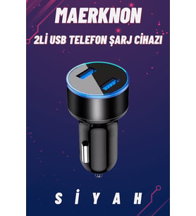 Oto Telefon Şarj Cihazı 2li Usb-Siyah