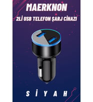 Oto Telefon Şarj Cihazı 2li Usb-Siyah