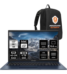 Asus Vivobook 15 Intel Core 7 150U 40GB 4tb SSD 15.6" Fhd Fdos Taşınabilir Bilgisayar & Per4 Çanta X1504VABQ5456P320