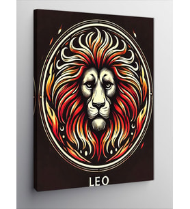 Kanvas Tablo Aslan ve "Leo" Burcu Simgesi