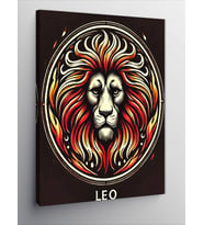 Kanvas Tablo Aslan ve "Leo" Burcu Simgesi
