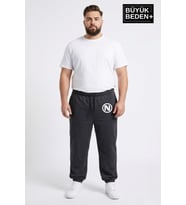 Erkek Büyük Beden N Logolu Paça Lastikli Rahat Kesim Jogger İnce Eşofman Altı SPR26BEA951-4 (Antrasit)