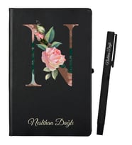 Kişiye Özel Doğum Günü Hediyesi Siyah Defter ve Siyah Roller Kalem Seti