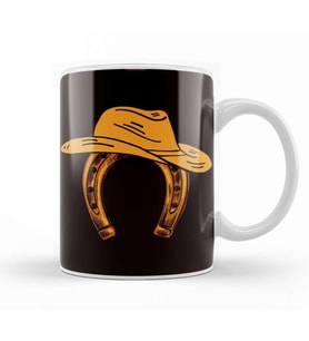 Horseshoe Cowboy Hat Horse Riding Equestrian Sport Saddle Kupa Bardak Porselen