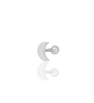 Gümüş rodyumlu hilal modeli Tragus helix Piercing küpe SGTL12316RODAJ