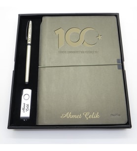 Scrikss Yüzüncü Yıl (100. Yıl) Kalem + Defter Usb Set (Karışık)
