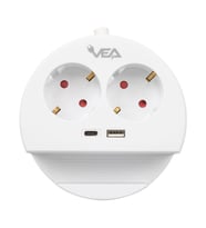 VEA VE-G1102C 2 Lİ Telefon Standlı Tutacaklı Priz Usb Li Type-c Girişli Uzatma Kablosu 1.5 Metre