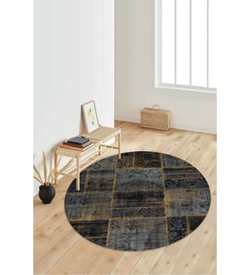 Dijital Baskılı Kaymaz Taban Yıkanabilir Yuvarlak Salon Halısı Koridor Halısı Paspas NDY-HT-918 (Gold)