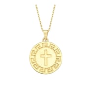 Altın Grek Motifli Cross Kolye