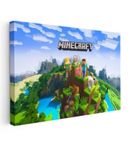 Yatay Kanvas Tablo Macera Ekibi Tepe Üzerinde Minecraft Tablosu Ev Ofis Salon Duvar Dekoru
