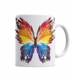 Butterfly Renkli Soyut Kelebek Kupa Bardak Porselen