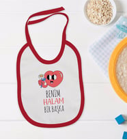 BK Kids Benim Halam Bir Başka Tasarımlı Kırmızı Bebek Mama Önlüğü-1
