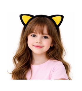 Peluş Kedi Kulak Taç Sarı Siyah – Çocuk Parti &amp;amp;amp; Kostüm Tacı (5343)
