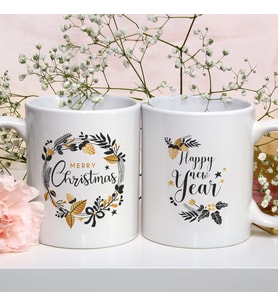 Yeni Yıl Merry Christmas Yılbaşı Hediyesi Baskılı İkili Kupa Bardak