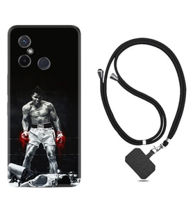 Xiaomi Redmi 12C Kılıf Resimli Boyun Askılı İpli Desenli Silikon Muhammed Ali 1369