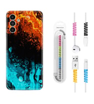 Samsung A23 A31 A32 A50 A51 A52 A53 A70 Kılıf Kablo Koruma Spiral Silikon Orange Blue Color 1665
