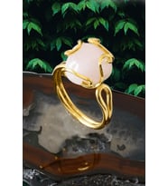 Sertifikalı Gold Rokoko Model Pembe Kuvars Taşı Yüzük - Ayarlamalı (Çok Renkli)