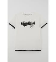 Breeze Erkek Çocuk Kısa Kollu Katmanlı Tişört Kabartmalı Yazı Baskılı 8-14 Yaş , Ekru