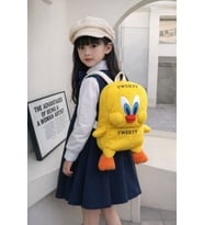 Sevimli Civciv Mini Peluş Çanta, Ayarlanabilir Çocuk Sırt Çantası Askılı, Astarlı, Fermuarlı, 30 cm (Sarı)