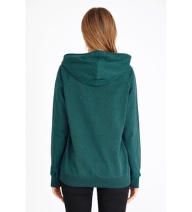 Metalic Kadın Yeşil Kapüşonlu Basic Örme Sweatshirt (Petrol)