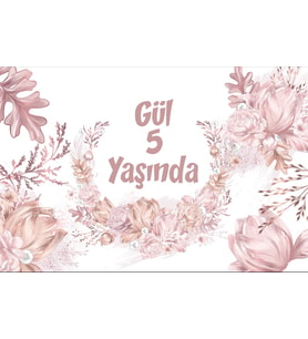 İnciler ve Çiçekler Temalı Doğum Günü Afişi 35X50 cm