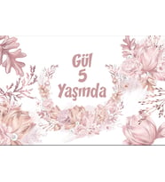 İnciler ve Çiçekler Temalı Doğum Günü Afişi 35X50 cm