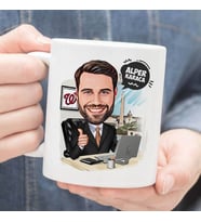 Kişiye Özel İş Adamı Erkek Karikatürlü Kupa Bardak