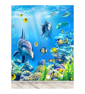 Dreamwall Denizaltı Balıklar Desenli Isı Ve Ses Yalıtımlı Sağlıklı Tekstil Duvar Kağıdı (Mavi)