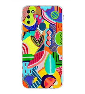 PrintiFy Samsung Galaxy M21 ile Uyumlu Retro Color 6  Kamera Korumalı Şeffaf  Kılıf