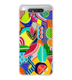 PrintiFy Samsung Galaxy A80 ile Uyumlu 1mm Slim Fit Retro Colors 6 Baskılı Şeffaf  Kılıf
