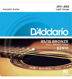 D'Addario EZ910 EZ Serisi Akustik Gitar Tel Seti (Light - 85/15 Bronze - 11-52)