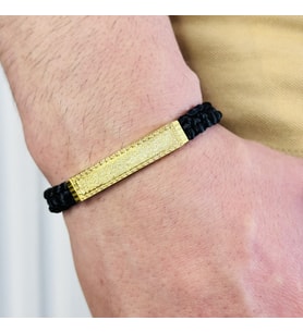 Gümüş Erkek Bileklik ,14K Altın Kaplama ,Sim Desen İsim Yazılabilir,Şık Hediye (Gold)