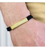 Gümüş Erkek Bileklik ,14K Altın Kaplama ,Sim Desen İsim Yazılabilir,Şık Hediye (Gold)
