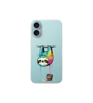 iPhone 16 Plus ile Uyumlu Splash Tembel Hayvan Tasarımlı Şeffaf Silikon Kılıf