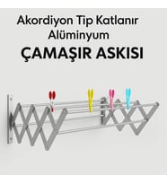 x 9 gözlü Akordiyon Tipi Çamaşır Kurutma Askısı Orjinal alüminyum