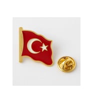 Ay Yıldız Türk Bayrağı Yaka Rozeti Gold 2x2 cm  Parlak Dalgalı Bayrak Rozet – Metal Şık Tasarım
