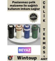 #Termos Lüks Isı Sıcak Soğuk Sızdırmaz Akıllı Matara Dijital Göstergeli Kulplu Beyaz Çelik Termos