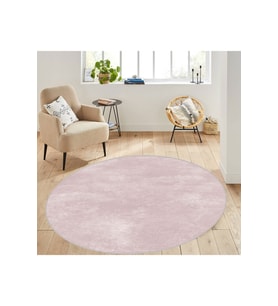 Eliana Home Baskılı, Yıkanabilir Kaymaz Taban Yuvarlak Halı LNA7095 120x120 cm (Pembe)