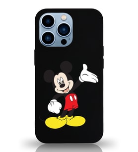 Apple iPhone 13 Pro  Lansman Kılıf Mickey Mouse Tasarımlı Altı Kapalı İçi Kadife Kaplı  Kapak (Şeffaf)