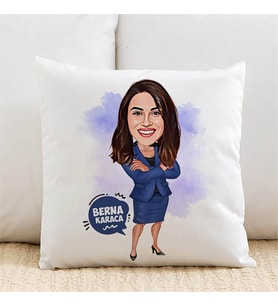 Kişiye Özel İş Kadını Kişiye Özel Karikatürlü Yastık