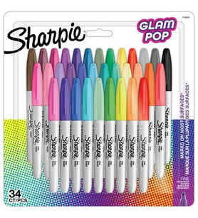 Sharpie Permanent Markör Fine Glam Pop 34 Lü Bls